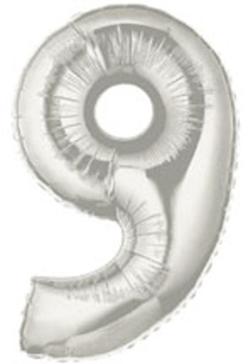 Number 9 Balloon Silver